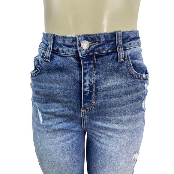 Cello Womens Distressed High-Waisted Cropped Denim Jeans With Frayed Hem Size 11 - Picture 4 of 9